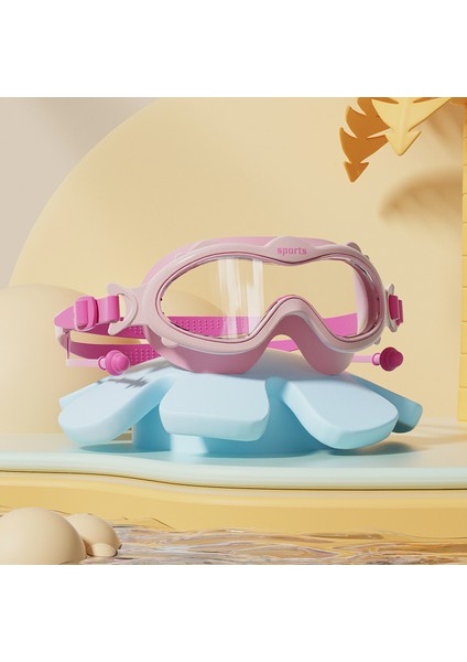 Çocuk Yüzme Gözlükleri Su Geçirmez Buğu Önleyici Hd Büyük Çerçeve Yüzme Gözlükleri Erkek ve Kız Çocukları Için Profesyonel Dalış Yüzme Şapkası (Yurt Dışından)