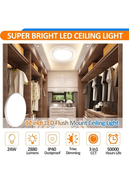 12 Inç 24W Rgbcw Tam Renkli Tavan Işık 3000K-6500K Karartma Renk Eşleştirme Bluetooth Sesli Tavan Işık Abd 110V-130V (Yurt Dışından) fiyatları