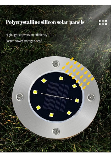4 Adet Zemin Işıkları Geliştirilmiş Güneş Enerjili Zemin Işıkları, Bahçe Için 8 LED Güçlendirilmiş Su Geçirmez Disk Işıkları (Yurt Dışından) modelleri