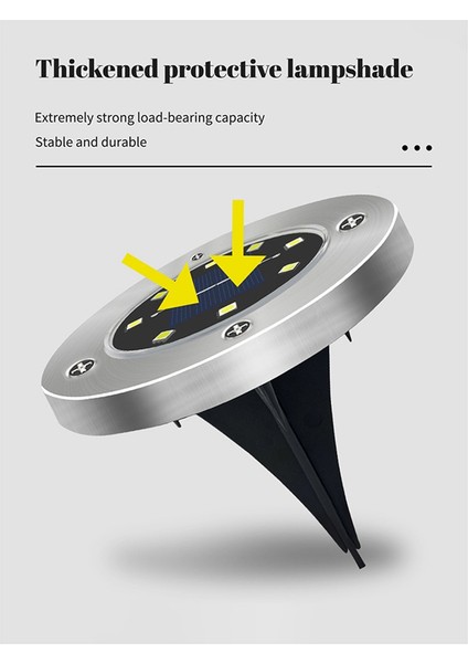 4 Adet Zemin Işıkları Geliştirilmiş Güneş Enerjili Zemin Işıkları, Bahçe Için 8 LED Güçlendirilmiş Su Geçirmez Disk Işıkları (Yurt Dışından) indirimleri