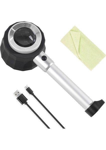 45X Büyüteç Büyüteç LED Işık Mücevher Büyüteç Lens Ölçüm Ölçeği ile Optik Yakın Çalışma Madeni Para Mücevher (Yurt Dışından)