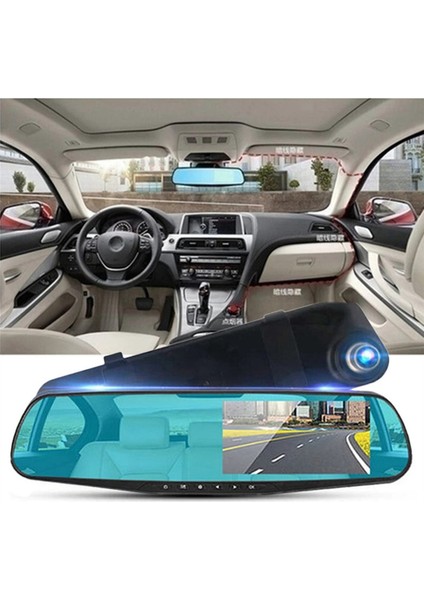 4.3 Inç Araba Dvr'ı Dikiz Aynası Sürüş Video Kaydedici Çift Lensli Araç Içi Kamera 1080P IPS Ön ve Arka Kamera Araç Içi Kamera (Yurt Dışından)