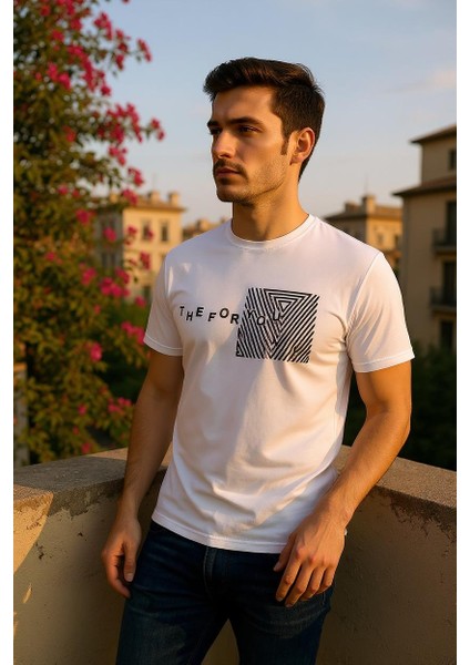 Erkek Baskılı Yumuşak Pamuklu T-Shirt