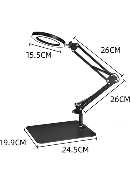 Işık ve Standlı 10X Büyüteç, Karartıcı Ayarlanabilir Salıncak Kolu 2'si 1 Arada Masa Lambası ve Kelepçe, LED Masa Büyüteci (Yurt Dışından)