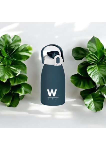 1600 ml Mavi Su Matara, BPA'sız, Kilitli ve Sızdırmaz Kapaklı, Hafif ve Plastik