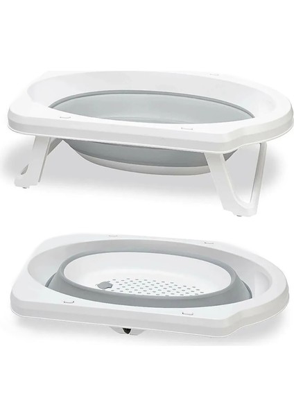 2'li Set Katlanır Bebek Banyo Seti - Katlanabilir Bebek Küveti Su Kovası Seti Gri fiyatları