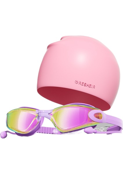 Hd Buğu Önleyici Su Geçirmez Yüzme Gözlüğü Yüzme Şapkası Seti (Yurt Dışından)