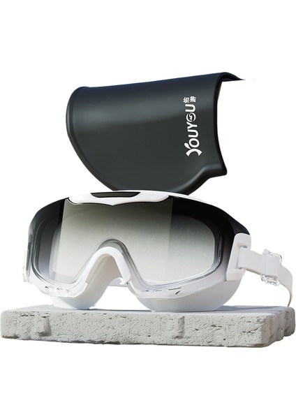 Hd Buğu Önleyici Su Geçirmez Büyük Çerçeve Yüzme Gözlüğü Yetişkin Dalış Özel Yüzme Şapkası (Yurt Dışından)