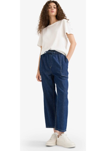 Pull On Carrot Fit Yüksek Bel Crop Fit Yumuşak Jean Pantolon E0956AX25SM