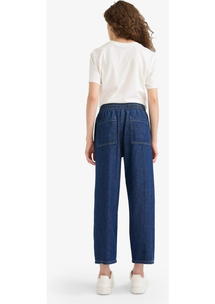 Pull On Carrot Fit Yüksek Bel Crop Fit Yumuşak Jean Pantolon E0956AX25SM