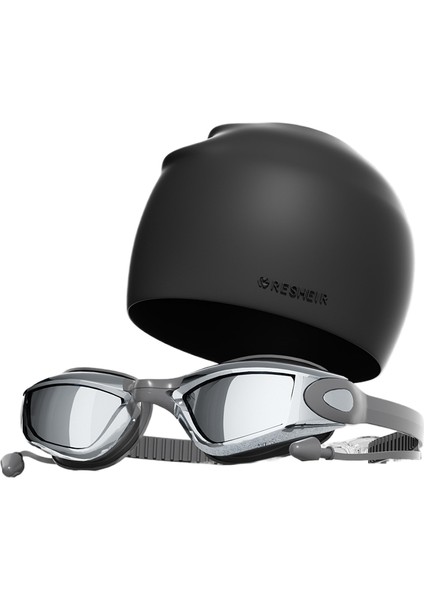 Hd Buğu Önleyici Su Geçirmez Yüzme Gözlüğü Yüzme Şapkası Seti (Yurt Dışından)