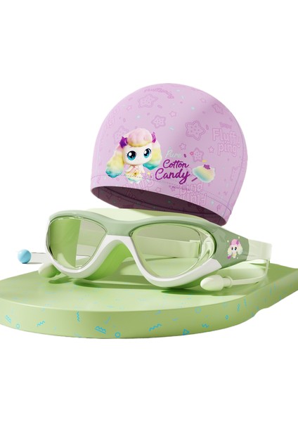 Çocuk Yüzme Gözlüğü Yüzme Şapkası Su Geçirmez Buğu Önleyici Yüzme Gözlükleri Yüzme Dalış Ekipmanları (Yurt Dışından)