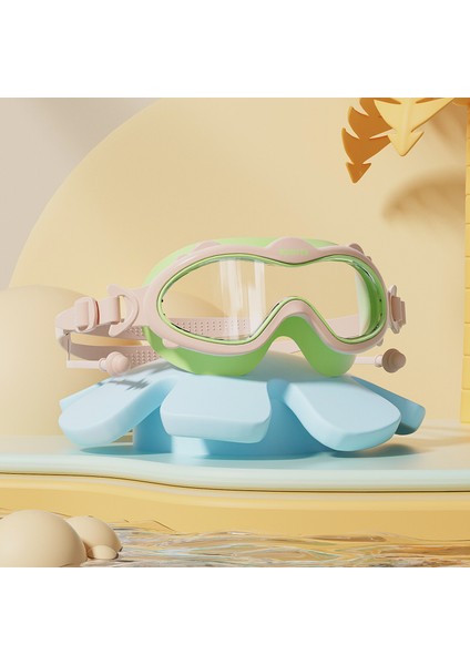 Çocuk Yüzme Gözlükleri Su Geçirmez Buğu Önleyici Hd Büyük Çerçeve Yüzme Gözlükleri Erkek ve Kız Çocukları Için Profesyonel Dalış Yüzme Şapkası (Yurt Dışından)