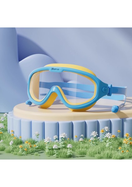 Çocuk Su Geçirmez Buğu Önleyici Yüzme Gözlüğü Yüzme Şapkası Seti Yüzme Özel Ekipmanı (Yurt Dışından)