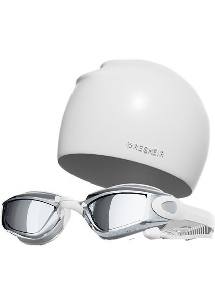 Hd Buğu Önleyici Su Geçirmez Yüzme Gözlüğü Yüzme Şapkası Seti (Yurt Dışından)