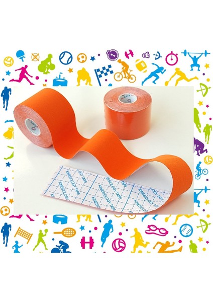 Turuncu Kinezyo Bandı 5 cm x 5 m, Sağlık ve Spor Destekli, TR Menşei fiyatları