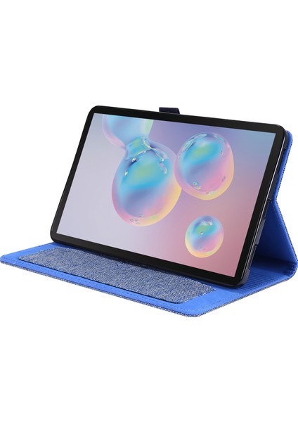 Kumaş Dokulu Kart Yuvaları Standı Deri Koruyucu Kılıf Samsung Galaxy Tab A 8.4(2020)T307-MAVI (Yurt Dışından)