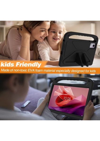 Lenovo Tab M11/XIAOXIN Pad 11 2024 Kılıf Eva Saplı Ayaklı Tablet Kılıfı-Siyah (Yurt Dışından)