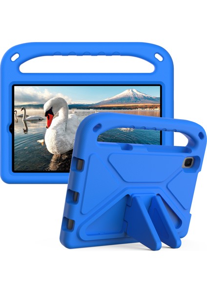 Kickstand Sap Tasarımı Düz ​​renk Çizilmeye Dayanıklı Düşmeye Karşı Dayanıklı Eva Tablet Kılıfı Huawei Mediapad M5 Lite 8-Mavi (Yurt Dışından)