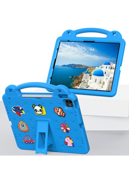 iPad Pro 13(2024)/AIR 13(2025)/(2024)/IPAD Pro 12.9(2022)/(2021)/(2020)/(2018) Kılıf Çocuklar Eva Tablet Kılıfı-Gök Mavisi (Yurt Dışından) fırsatları