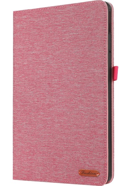 Lenovo Tab M11 Plus Deri Kılıf Kart Tutucu Kumaş Doku Tablet Standı Kapağı-Pembe (Yurt Dışından)