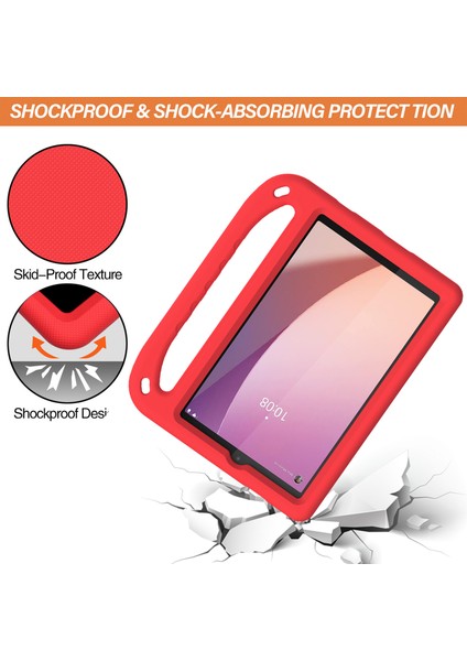 Lenovo Tab M8 (4. Nesil) 2024 TB-301XU/M8 (4. Nesil) 2023 TB-300FU El Tutacağı Eva Tablet Kılıfı Katlanabilir Destekli Tablet Kılıfı-Kırmızı (Yurt Dışından)