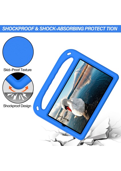 Kickstand Sap Tasarımı Düz ​​renk Çizilmeye Dayanıklı Düşmeye Karşı Dayanıklı Eva Tablet Kılıfı Huawei Mediapad M5 Lite 8-Mavi (Yurt Dışından) modelleri