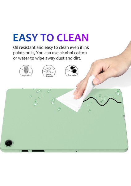 Samsung Galaxy Tab A9+Tablet Kılıfı Sıvı Silikon Koruyucu Kapak-Yeşil (Yurt Dışından)