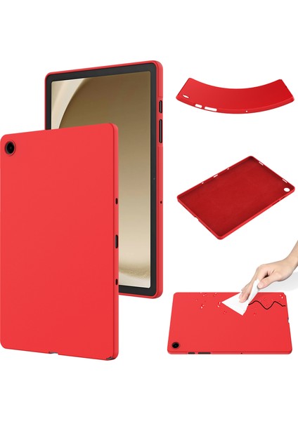 Samsung Galaxy Tab A9+Tablet Kılıfı Sıvı Silikon Koruyucu Kapak-Kırmızı (Yurt Dışından)