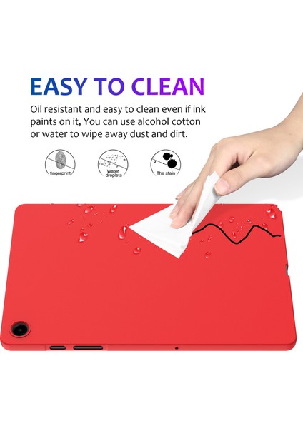 Samsung Galaxy Tab A9+Tablet Kılıfı Sıvı Silikon Koruyucu Kapak-Kırmızı (Yurt Dışından)