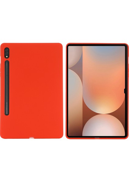 Samsung Galaxy Tab S10 Ultra/s9 Ultra Kılıf Sıvı Silikon Çizilmez Tablet Kılıfı-Kırmızı (Yurt Dışından)