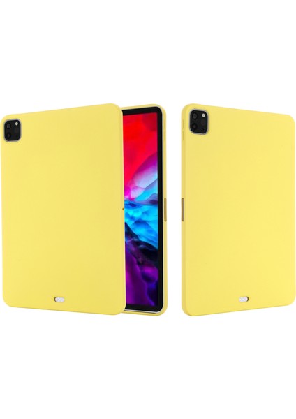 iPad Pro 11 Inç (2022)/(2020)/(2018)-SARI Için Düz Renk Sıvı Silikon Tablet Kılıfı (Yurt Dışından)