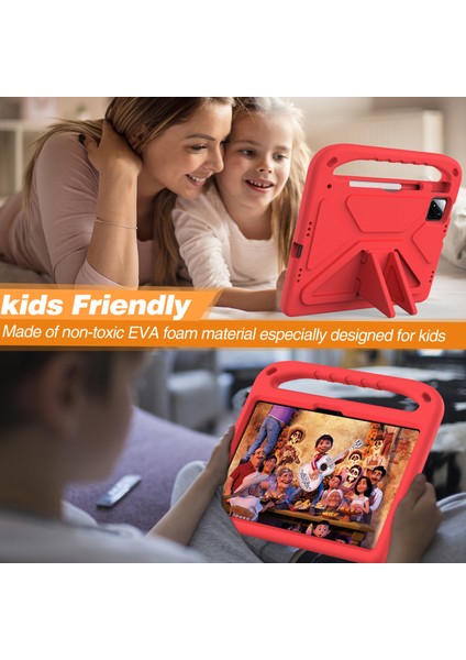 Xiaomi Pad 7 Pro/pad 7 Kılıf El Tutacağı Destek Standı Tablet Eva Kılıfı-Kırmızı (Yurt Dışından)