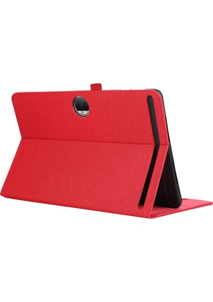 Honor Pad 9 Deri Kılıf Kumaş Doku Tablet Kılıfı Standı Kart Tutucu Ile-Kırmızı (Yurt Dışından)