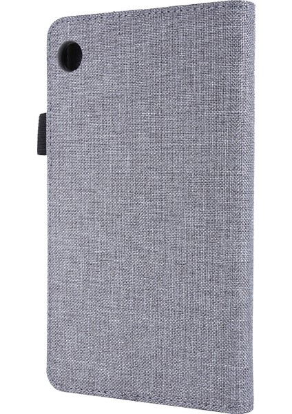 Kumaş Dokulu Kart Yuvaları Standı Deri Koruyucu Kılıf Lenovo Tab M7 (2. Nesil) TB-7305F/(3. Nesil)-Gri (Yurt Dışından)