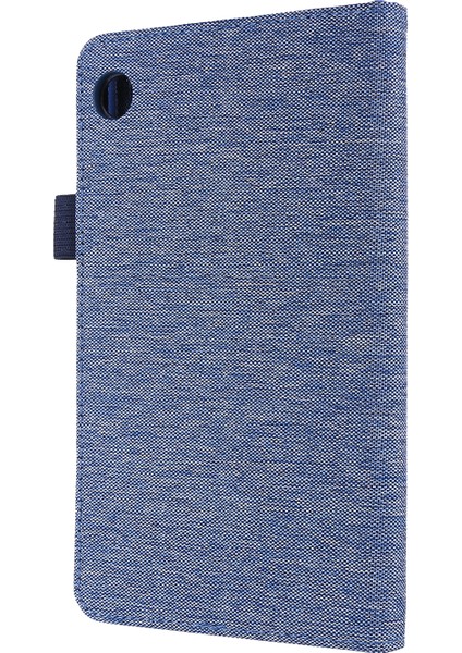 Kumaş Dokulu Kart Yuvaları Standı Deri Koruyucu Kılıf Lenovo Tab M7 (2. Nesil) TB-7305F/(3. Nesil) - Mavi (Yurt Dışından)