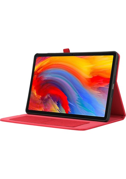 Lenovo Tab M11/XIAOXIN Pad 11 2024 Kılıf Pu Deri Kart Tutucu Tablet Standı Kapağı-Kırmızı (Yurt Dışından)