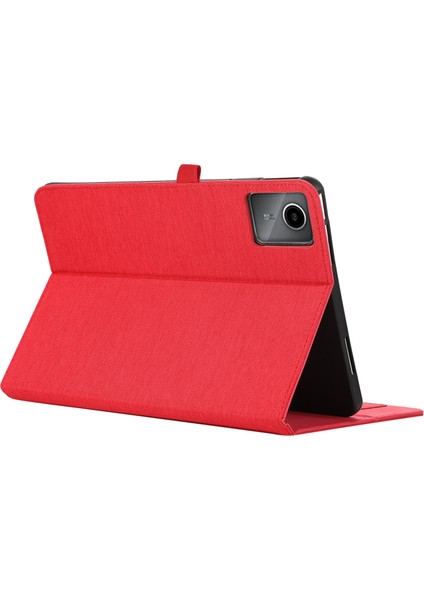 Lenovo Tab M11/XIAOXIN Pad 11 2024 Kılıf Pu Deri Kart Tutucu Tablet Standı Kapağı-Kırmızı (Yurt Dışından)