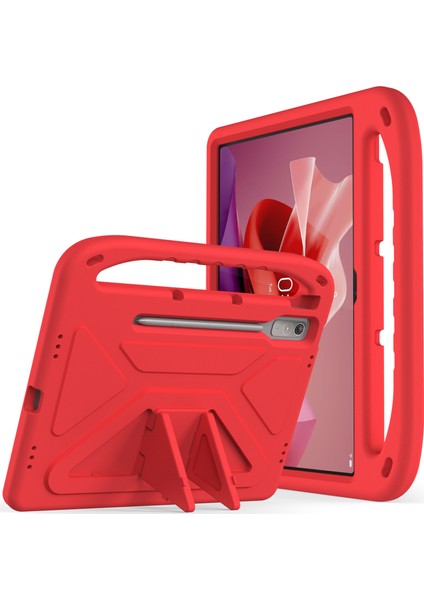 Lenovo Tab P12 Eva Kılıf Saplı Darbeye Dayanıklı Çocuk Dostu Tablet Kılıfı-Kırmızı (Yurt Dışından)