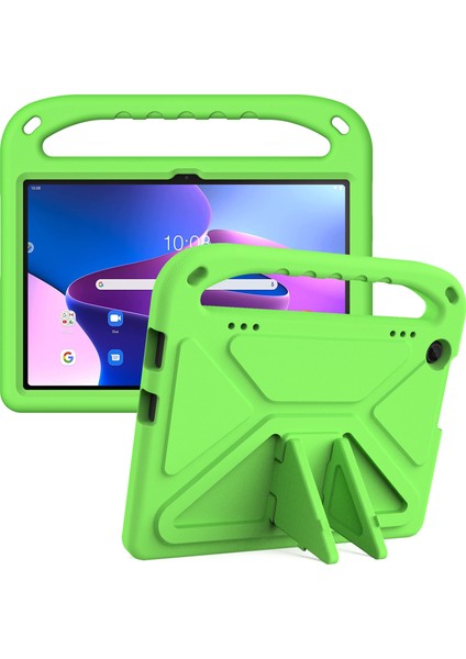 Lenovo Tab M10 (Gen 3) TAB-328F Kickstand Tablet Kılıfı El Tutacağı Düşmeye Karşı Eva Tablet Kılıfı-Yeşil (Yurt Dışından)