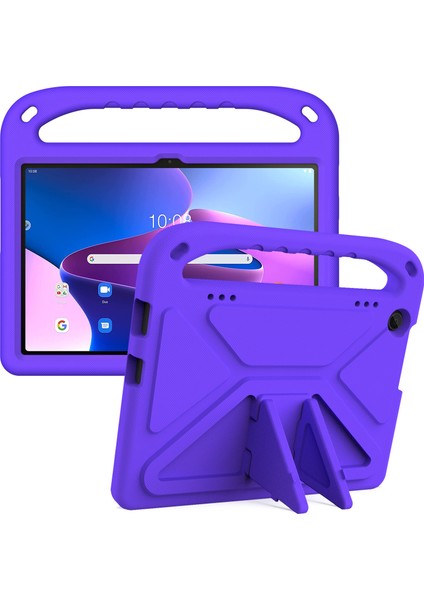 Lenovo Tab M10 (3. Nesil) TAB-328F Kickstand Tablet Kılıfı El Tutacağı Düşmeye Karşı Eva Tablet Kılıfı-Mor (Yurt Dışından)