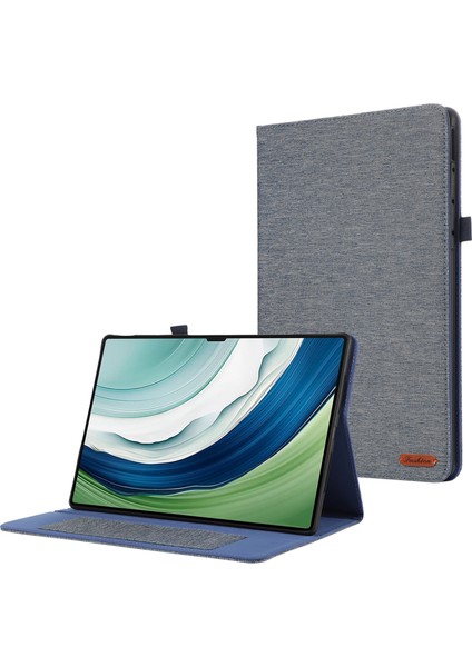 Huawei Matepad Pro 12.2 (2024) Için Deri Kılıf Kart Tutucu Kumaş Doku Tablet Standı Kapağı-Mavi (Yurt Dışından)