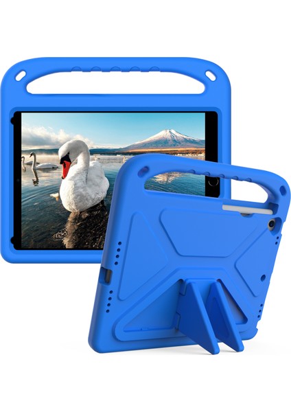 iPad Air 10.5 Inç (2019)/IPAD Pro 10.5 Inç (2017) Için Saplı Ayaklı Sert Eva Darbeye Dayanıklı Tablet Kılıfı Kapağı-Mavi (Yurt Dışından)