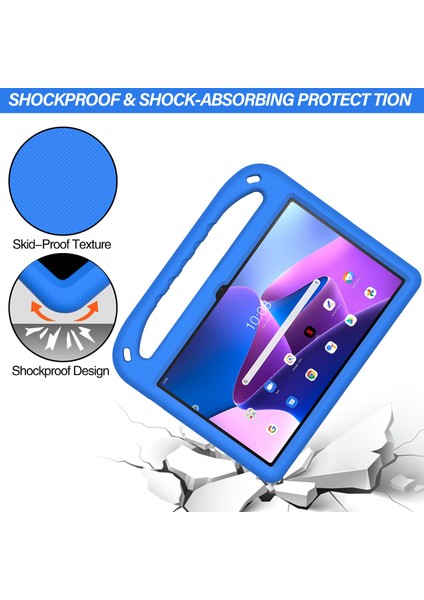 Lenovo Tab M10 Plus (3. Nesil)/xiaoxin Pad 2022 10.6 Inç Düşmeye Karşı Dayanıklı Eva Tablet Kılıfı Destekli El Tutacağı Çizilmeye Dayanıklı Taşınabilir Tablet Kılıfı-Mavi (Yurt Dışından) fiyatları