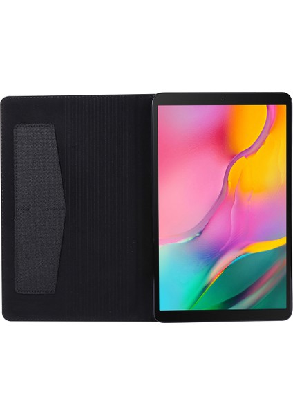 Kumaş Dokulu Kart Yuvaları Stand Deri Kılıf Samsung Galaxy Tab A 10.1(2019)T510/T515-SIYAH (Yurt Dışından)