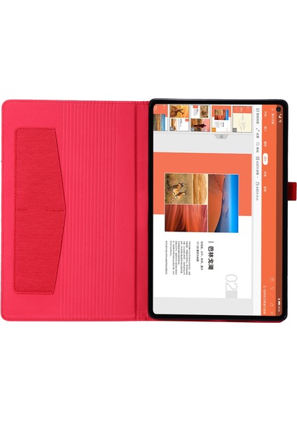 Lenovo Tab M10 Plus Deri Kılıf Çizilmeye Dayanıklı Flip Tablet Kılıfı Standlı Kart Yuvaları-Kırmızı (Yurt Dışından) fiyatları