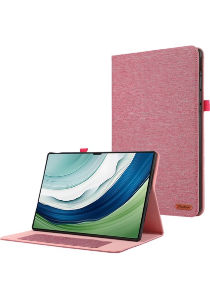 Huawei Matepad Pro 12.2 (2024) Için Deri Kılıf Kart Tutucu Kumaş Doku Tablet Standı Kapağı-Pembe (Yurt Dışından)