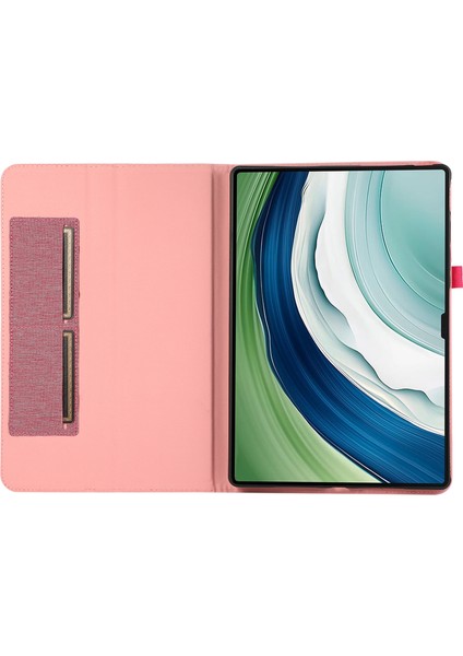 Huawei Matepad Pro 12.2 (2024) Için Deri Kılıf Kart Tutucu Kumaş Doku Tablet Standı Kapağı-Pembe (Yurt Dışından)