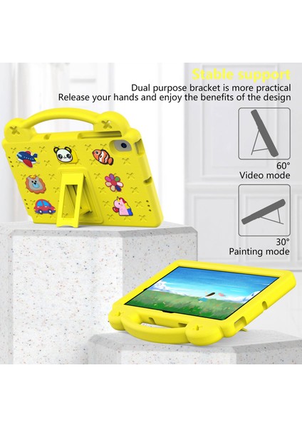 Samsung Galaxy Tab A8 10.5 (2021)/(2022) Taşınabilir Eva Kılıf Darbeye Dayanıklı Tablet Kılıfı Çizilmez Kılıf Kickstand Ile-Sarı (Yurt Dışından)