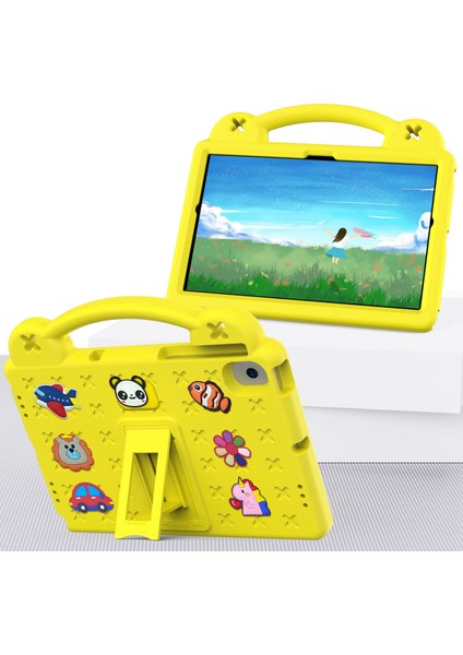 Samsung Galaxy Tab A8 10.5 (2021)/(2022) Taşınabilir Eva Kılıf Darbeye Dayanıklı Tablet Kılıfı Çizilmez Kılıf Kickstand Ile-Sarı (Yurt Dışından)